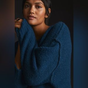 Maeve Boatneck Sweater • Indigo Crop Wool Knit